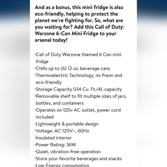 Call Of Duty War Zone 6-Can Mini Fridge - Picture 8 of 9